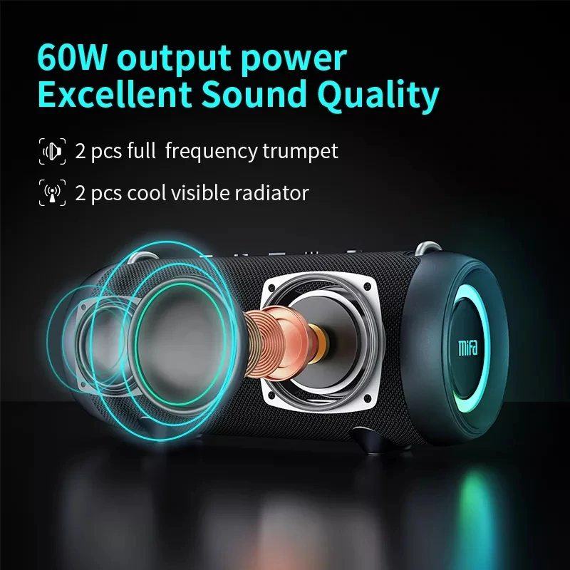 Find Mifa A90 bluetooth Speaker 60W Output Power bluetooth Speaker with Class D Amplifier Excellent Bass Performace Hifi IPX8 Waterproof TWS Speaker for Sale on Gipsybee.com