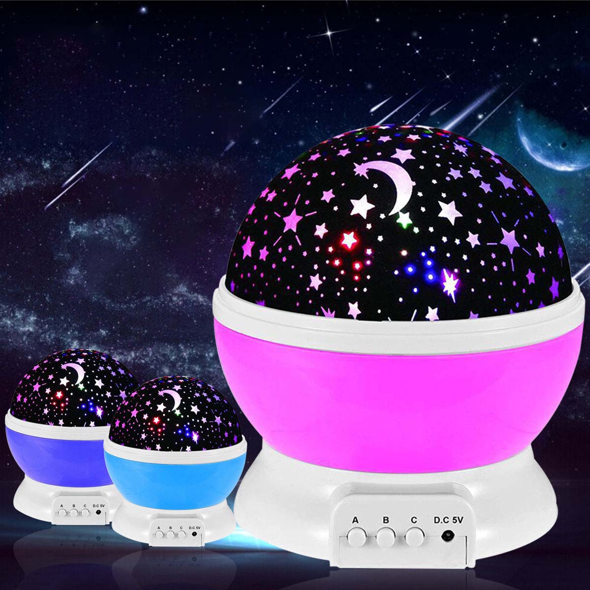 Find LED Starry Projector Lamp Baby Night Light USB Romantic Rotating Moon Cosmos Sky Star Projection Lamp For Kids Baby Bedroom Living Room for Sale on Gipsybee.com with cryptocurrencies