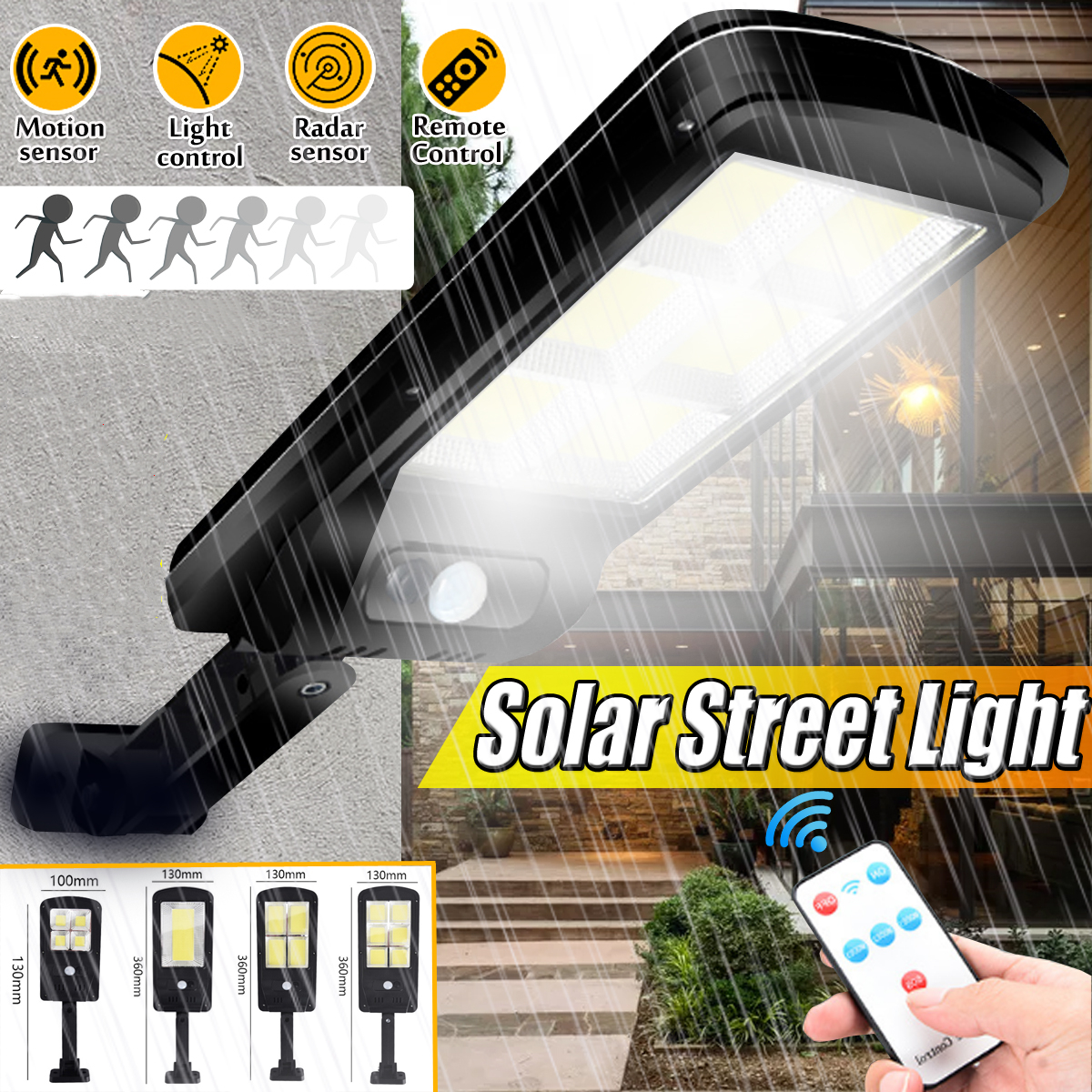 Find Solar Powered LED COB Street Light PIR Motion Sensor Outdoor Garden Wall Lamp Remote Control for Sale on Gipsybee.com with cryptocurrencies