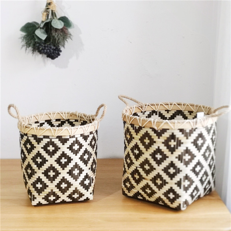 Find Large Capacity Storage Baskets Woven Bamboo Storage Bucket Handle Flower Pot Vase Toy Holder Household Organizer for Sale on Gipsybee.com with cryptocurrencies