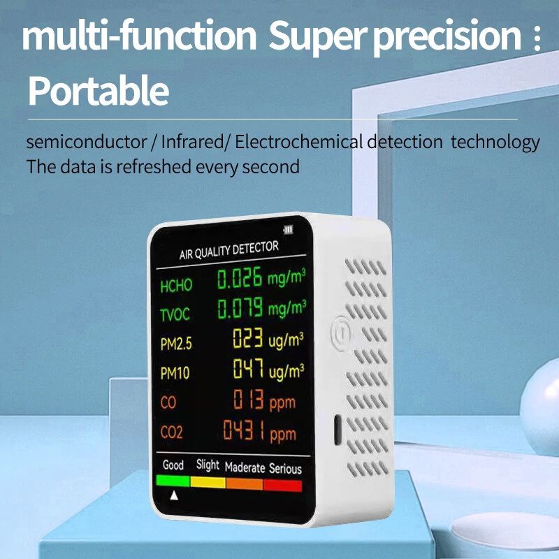 Find 6 In 1 PM2 5 PM10 HCHO TVOC CO CO2 Monitor Multifunctional Air Quality Tester for Home Office Hotel for Sale on Gipsybee.com with cryptocurrencies