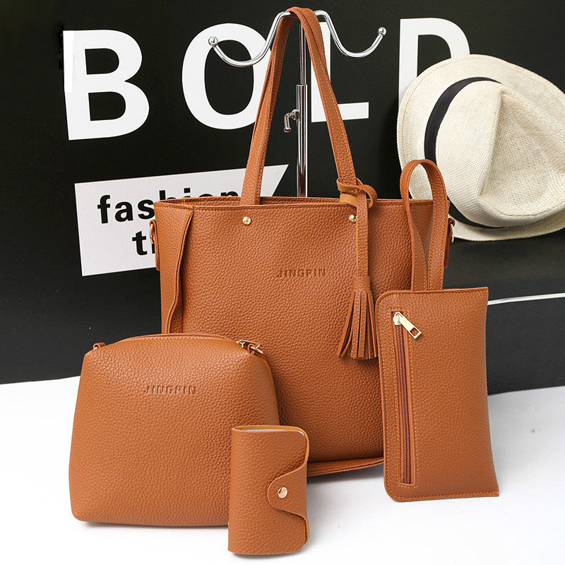 24SHOPZ 4 PCS Handbags Tassel Shoulder Bags Elegant Clutches Bags Wallets Card Holder