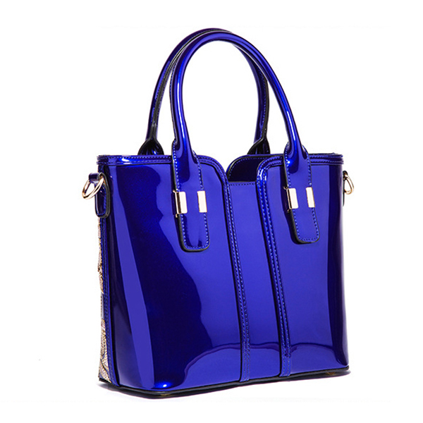 Handbags & Bags - Women Sequin Patent Leather Handbag Large Capacity Tote Crossbody B (Color ...