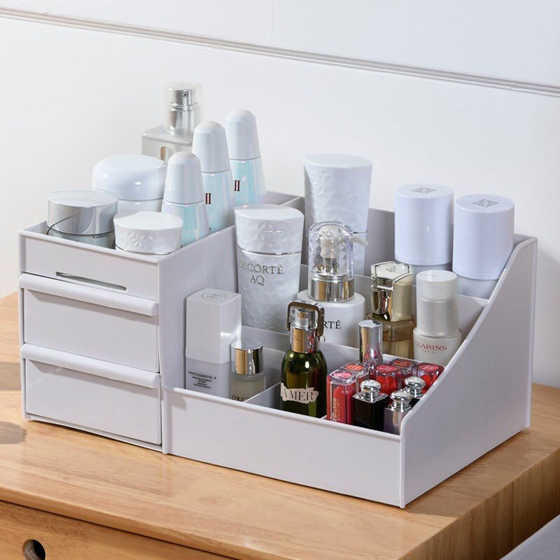 Plastic Desktop Organizer Makeup Cosmetic Storage Box Case Stationery Pen Holder Home Decorations—3