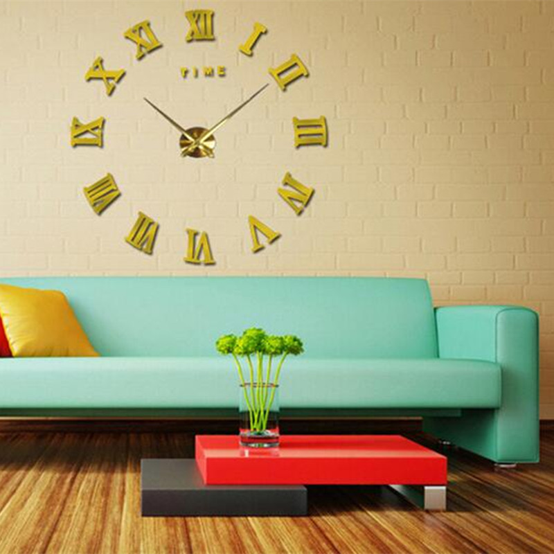 Find 3D DIY Wall Clock Roman Numerals Large Size Mirrors Surface Luxury Art Clock Waterproof Steam-resistant Wall Clock for Sale on Gipsybee.com with cryptocurrencies