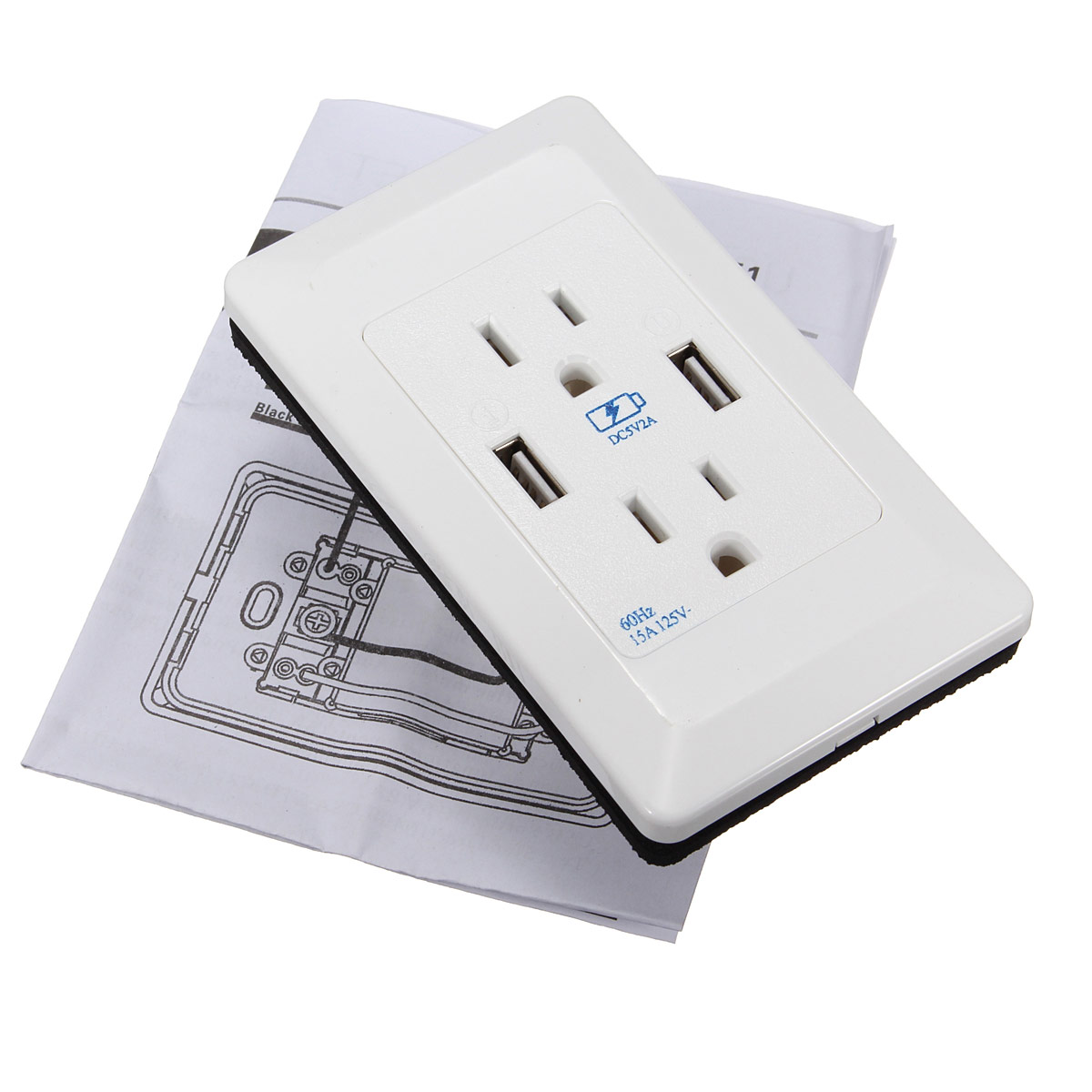 Find AC Wall Socket Power Adapter Receptacle 2 Port USB Charger Panel Outlet Plate for Sale on Gipsybee.com with cryptocurrencies