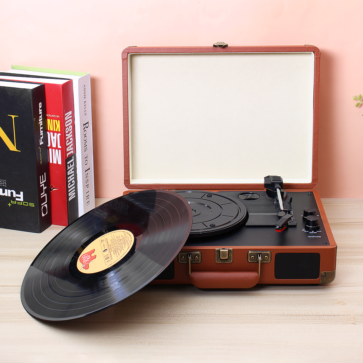 Find Vinyl Turntable Record Player LP Disc 33/45/78 RPM bluetooth Portable Leather Gramophone Phonograph Speaker 3.5mm Antique Retro for Sale on Gipsybee.com with cryptocurrencies