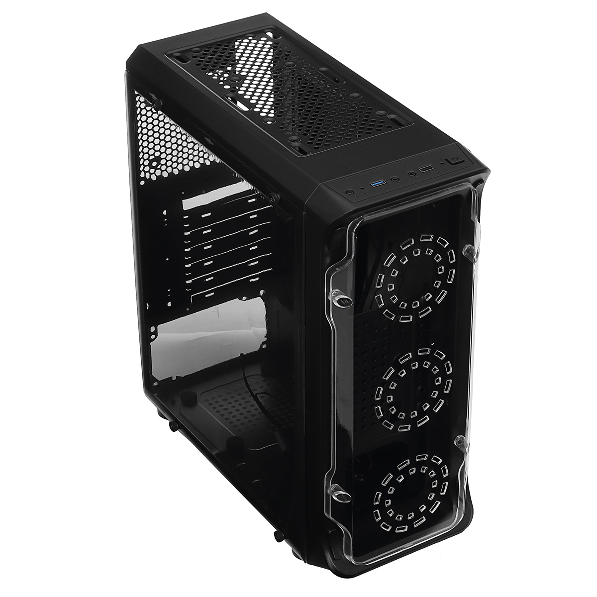Find Computer PC Case Transparent Glass ATX M-ATX CPU SPCC Steel Plate RGB Gaming Case Tower without Fans Radiator for Sale on Gipsybee.com with cryptocurrencies