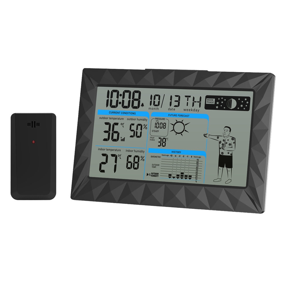 Find AUG 8638 Large Screen LCD Clock Digital Wireless Weather Station Temperature Humidity Barometer Sensor for Sale on Gipsybee.com with cryptocurrencies
