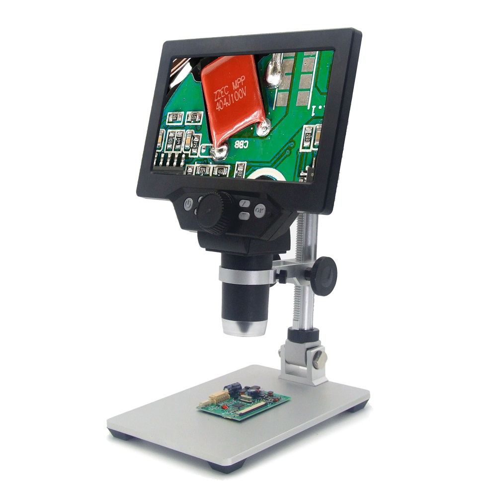 G1200 Microscopio Digitale con Monitor da 7 pollici a colori -1200X 12MP Lente di amplificazione continua con supporto in alluminio 3