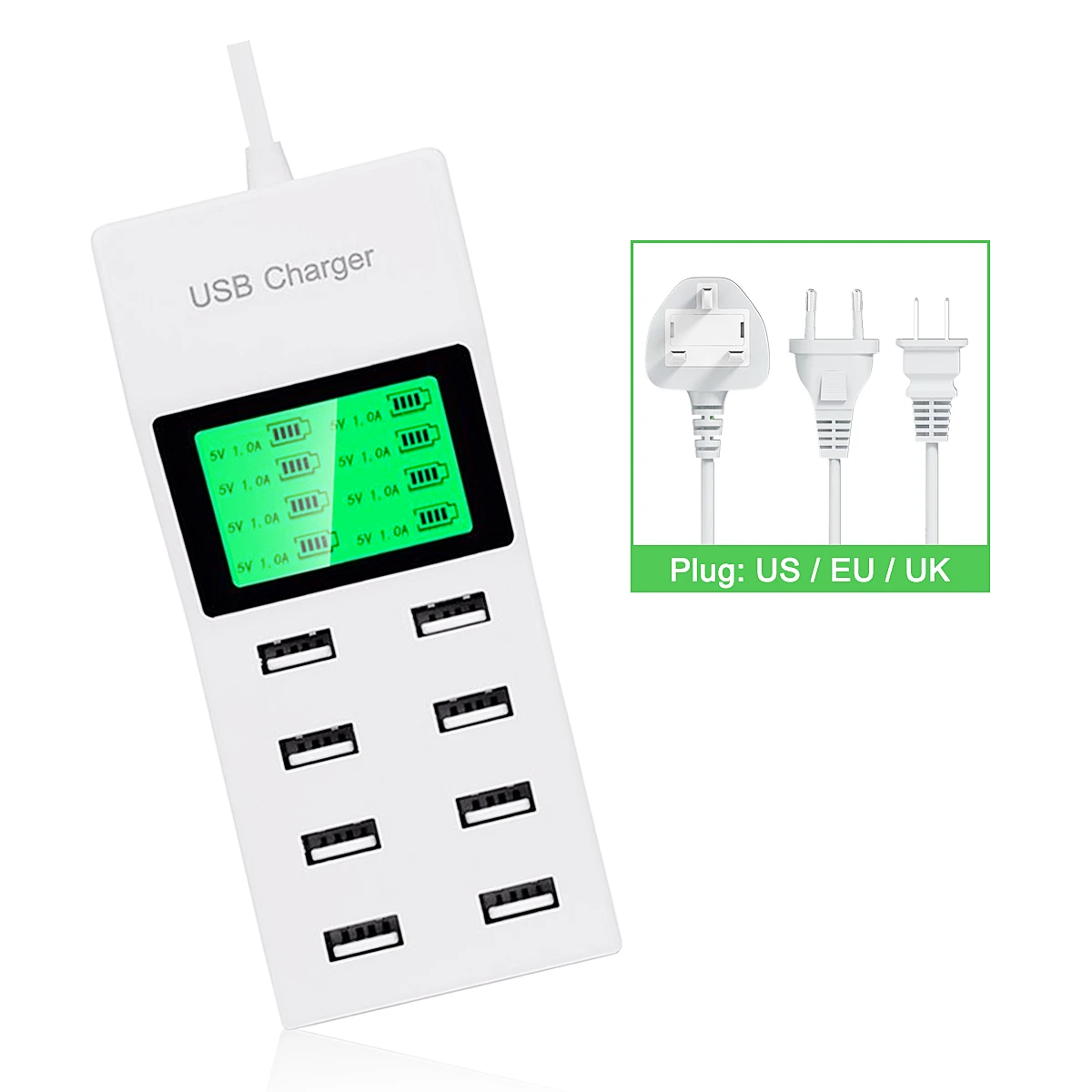 Find USB Plug 8 Port USB Wall Charger With UK EU US Travel Adapter For Phone for Sale on Gipsybee.com