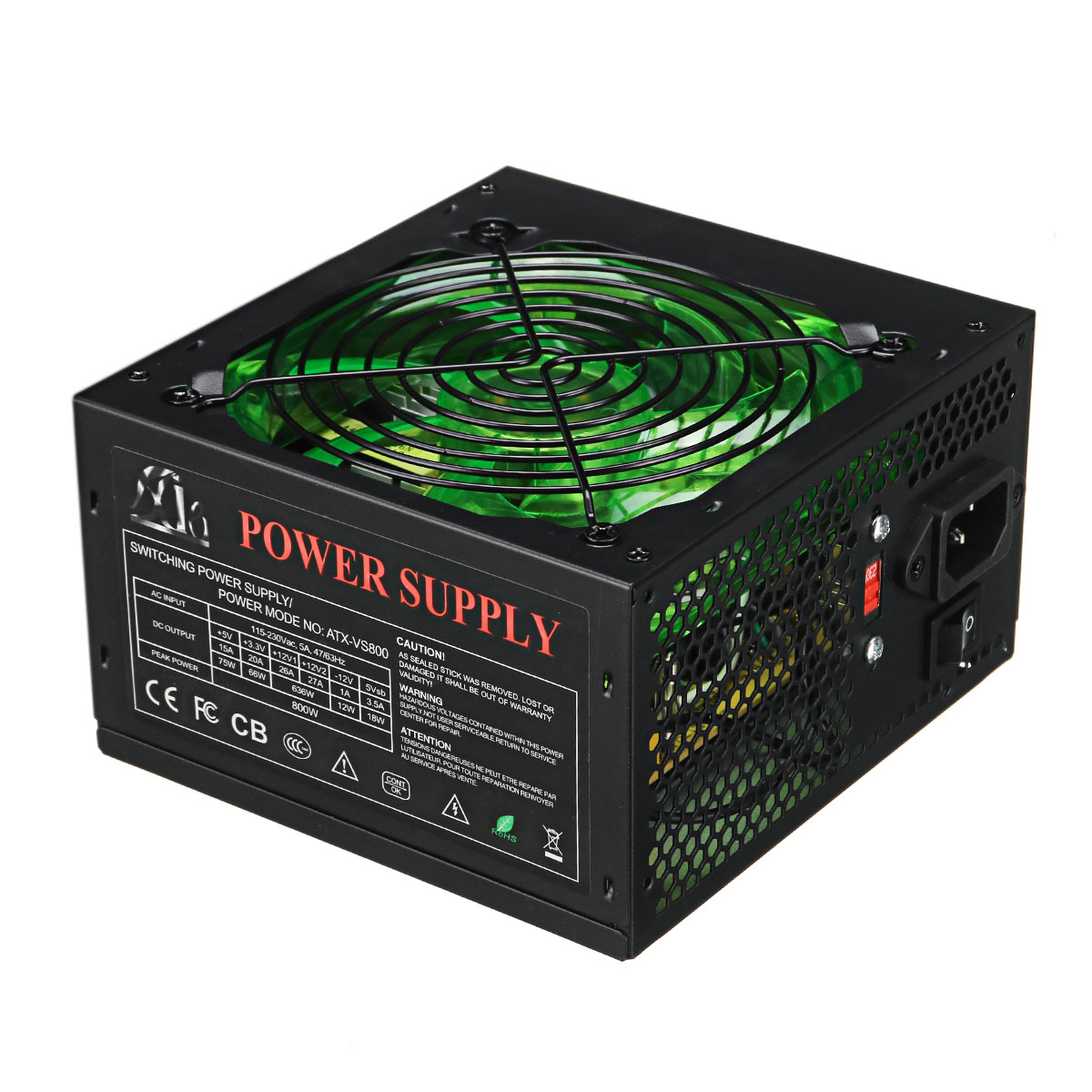 Find 800W 120mm LED Fan 24 Pin PCI SATA ATX 12V Computer Power Supply for PC Desktop for Sale on Gipsybee.com with cryptocurrencies