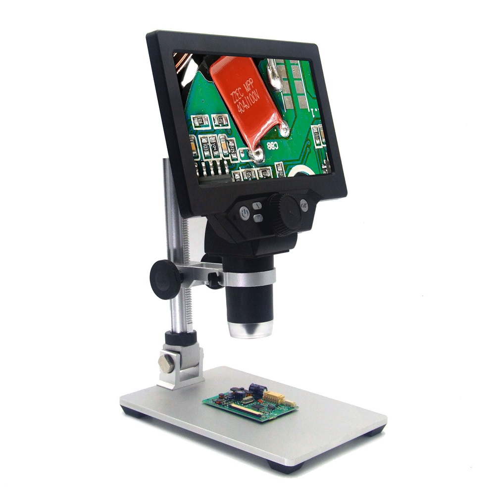 G1200 Microscopio Digitale con Monitor da 7 pollici a colori -1200X 12MP Lente di amplificazione continua con supporto in alluminio 2