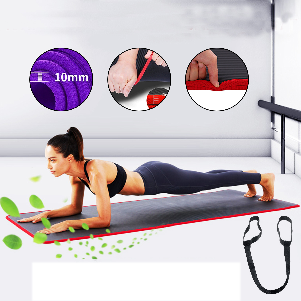 KALOAD 10mm Thick Yoga Mat Comfortable Non-slip Exercise Training Pad Gymnastics Fitness Foam Mats