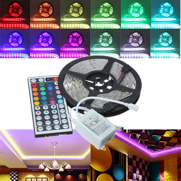 Find 5M RGB 5050 SMD Non-waterproof 300 LED Lights Strip DC 12V+44Keys IR Remote Control for Sale on Gipsybee.com with cryptocurrencies