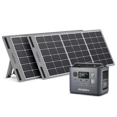 [US Direct] Aferiy P010 800W 512Wh Tragbare LiFePO4-Stromstation +2 * S100 100W Solarmodul, UPS Reine Sinuswellen-Camping-RV-Heim-Notfall-Portabler Solar-Generator