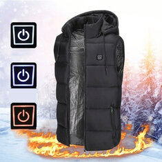 TENGOO Unisex 3-Gears Isıtmalı Ceketler USB Elektrikli Termal Giyim 2 Yer Isıtma Kış Sıcak Yelek Outdoor Isı Ceket Giyim