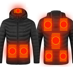 TENGOO 8-Areas USB Electric Heated Jacket Men Women Winter Heating Windbreaker Hiking Thermal Waterproof Jacket Coat For Winter Sports