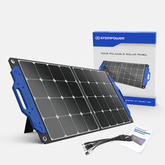 RANÇAIS: ATEM POWER AP-SPSP-UFA Panneau solaire portable de 100W Cellules solaires monocristallines Valise pliable Chargeur solaire compatible avec les générateurs et les stations d'alimentation pour camping-cars et camping en plein air.