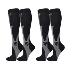2 Pairs Professional Sports Compression Socks Breathable Sweat-absorbent Calf Socks for Cycling Football Outdoor Sport