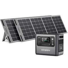 [USA Direct] Aferiy P110 1200W 1248Wh Portable Power Station LiFePO4 +2* S200 200W Solar Panel UPS Pure Sine Wave Camping RV Home Emergency Portable Generator US Plug
