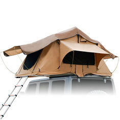 [US Direct] 3-4 Persoons Caravan Tent Dak Tent Intrekbare Ladder Dubbele Deur Zonwering Ademend Grote Ruimte Outdoor Camping Reizen Vissen Trailer Tent