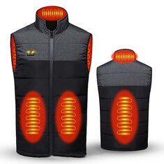 TENGOO Electric Heating Waistcoat Sleeveless Stand Collar Unisex USB Heated Thicken Warm Double Switch 4 Heating Areas Winter Waistcoat Thermal Clothing