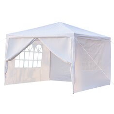 [US/UK/FR Direct] Camping Survivals 3 x 3 m Čtyřstranná sluneční clona Přenosné dvojité dveře Domácí použití Vodotěsný stanový přístřešek se spirálovými trubkami Bílá