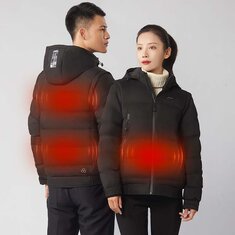 PMAスマートヒーティングジャケット3ギアコントロールヒーター付きユニセックスベストコートグラフェンインテリジェントヒーティングUSB電気熱衣類フード付きベスト冬の屋外暖かい衣類