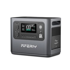 [US Direct] Aferiy P110 1200W 1248Wh LiFePO4 Stasiun Tenaga Portabel UPS Gelombang sinus murni 14 Outputs, Fully Recharge in 1.5 Hours with LED Light Solar Generator for Outdoor Camping Home Emergency Backup Power
