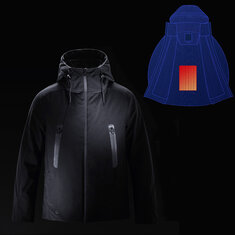 RUNYON IPX7 Men Winter Rechargeable Adjustable Electric Heated Jacket Coats Washable Waterproof Rainproof Soft Down Jacket
