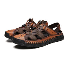 Casual Sandalias Playa Zapatos Ligeros y cómodos Suela de goma Cuero Sandalias Para hombre al aire libre Zapatos