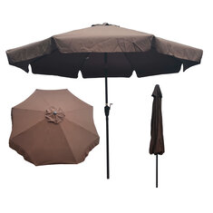 [US Direct] 10ft Patio Umbrella Market Round Umbrella with Crank and Push Button Tilt for Garden Backyard Pool Shade Outside
