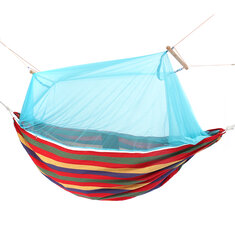 蚊帳付きの屋外ポータブルスイングハンモックキャンプパティオヤードハンギングツリーベッド。