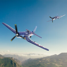 VolantexRC Mini F4U V2 EPP 400mm Spanwijdte 2.4G 4CH 6-Assige Gyro Een Sleutel Aerobatics XPilot Stabilisatie Systeem RC Vliegtuig Glider Oorlogsvogel RTF voor Beginner