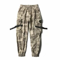 Herren Camo Jogger Cargo Pants Military Black / Camouflage Pants Herren-Cargohose aus reiner Baumwolle mit Taschen