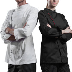 OUTDOOR Professional Chef Jacket Long Sleeves Shirt Kitchen Shirts Uniform for Women Men