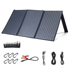 Panel solar XMUND XD-SP2 de 100W 18V con carga rápida de 3 USB + DC PD, cargador solar impermeable para exteriores para camping, viajes, cargador de coche y RV.