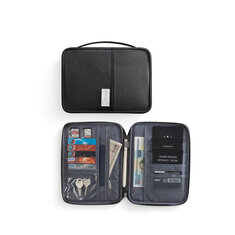 IPRee® Bolsa deportiva de poliéster para pasaporte, billetera para tarjetas de identificación de viaje, impermeable, multifunción, titular de tarjeta de crédito para hombres