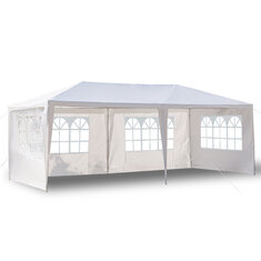 [US/UK/FR Direct] 3 x 6 m Outdoor-Überdachung mit Sonnenschirm und Rahmen, Outdoor-Pavillon mit 4 abnehmbaren Seitenwänden, geeignet für Camping-Party-Hochzeitszelt