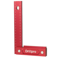 Ferramenta de marcação Drillpro de 150/200 mm para trabalhos em madeira, quadrado métrico de precisão em liga de alumínio com assento largo, régua de ângulo reto de 90° L