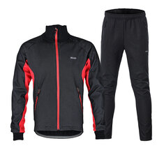 ARSUXEO Winter Triple Composite Fleece Cycling Jersey Suit Set Giacca a vento impermeabile Cappotto + Pantaloni Fornitura bici
