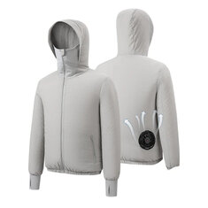 TENGOO Soğutma Fanlı Ceket 3 Vites Rüzgar Hızları Yüksek Sıcaklık Dayanıklı Soğutma Giysileri USB Şarj Güneş Koruma UV Koruyucu Ceket, Yaz için İki Fanlı Açık Hava Çalışmaları