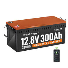 [US Direct] Pin LiFePO4 JavaEnegy 12V 300Ah 3840Wh có Bluetooth và ứng dụng giám sát với chức năng sưởi ấm. Được trang bị BMS 200A và thích hợp cho hệ thống lưu trữ năng lượng mặt trời, gió, xe cắm trại và thủy lợi.