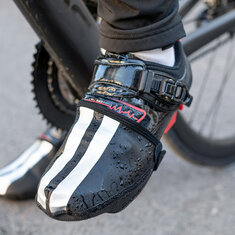 ROCKBROS Couvre-chaussures de cyclisme thermiques imperméables, coupe-vent, réfléchissants, en cuir PU résistant à l'usure, pour hommes et femmes.