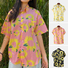 Luźna koszulka Hawaiian Casual z krótkim rękawem dla kobiet i mężczyzn, idealna na wakacje na plaży i wędrówki.
