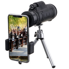 Moge 40X60 Monokular Optisches HD Linsenteleskop + Stativ + Handyclip Handheld-Nachtsichtmonokular für die Jagd Camping