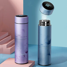 IPRee® 450ML Saugnapf Colorful Temperaturanzeige Wasserflasche Travelling 304 Edelstahl-Wasserbecher