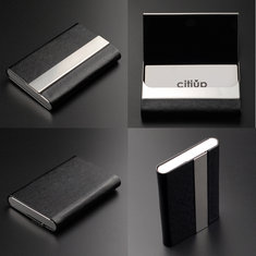 Carteiras IPRee® Ultra-finas Minimalistas PU, suporte de cartão de metal em aço inoxidável, caixa de armazenamento de cartão de identificação portátil para homens.