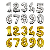 Globo número de lámina dorada y plateada para decoración de bodas y cumpleaños